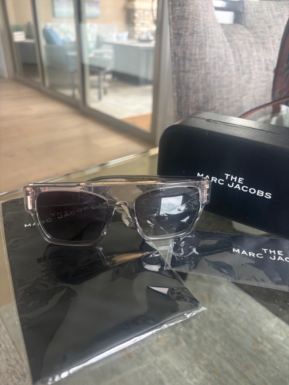 Marc Jacobs grey Clear Frame Sunglasses with Smoke Lenses nwt